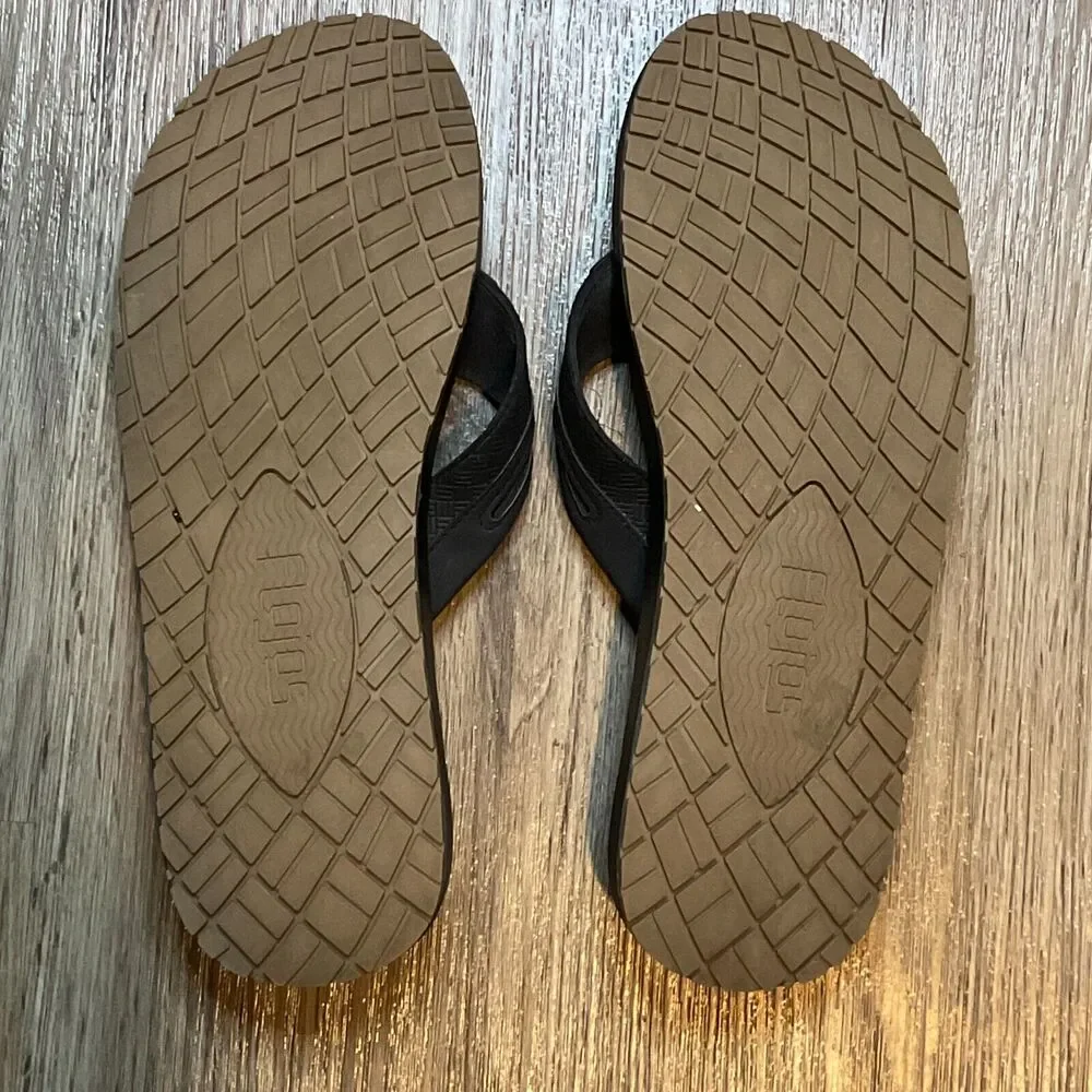 Flojos Sandals Flip Flops Mens Size 12 Black Summer Beach Casual‎